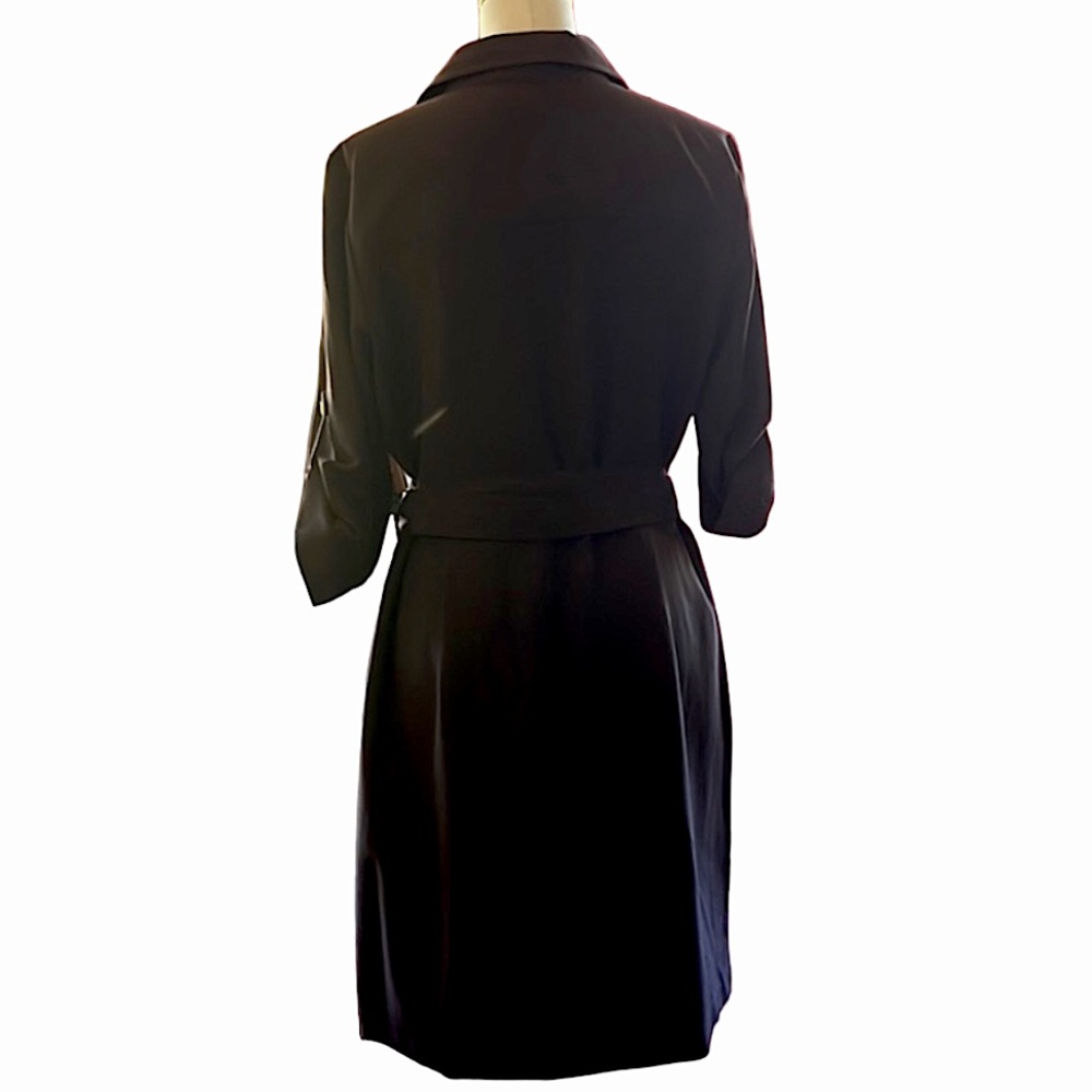 New! SHARAGANO Casual Short Sleeve Espresso Front Zip Dress  Size 14 - Picture 13 of 16
